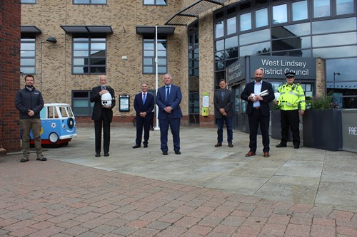 The Police and Crime Commissioner with representatives from Lincolnshire Police, West Lindsey District Council and West Lindsey Voluntary Centre Services.