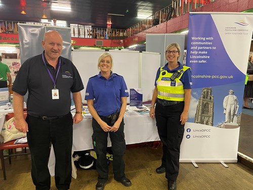 Alan with PCSO’s Lisa Waterfall and Paula Scott standing in front of their stand at the Boston Networking event